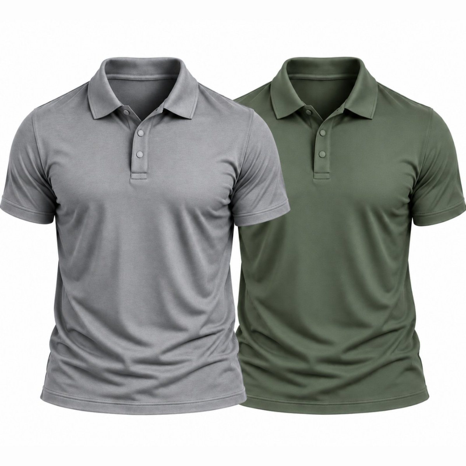 Kit 2 Camisas Polo Masculina Poliamida Premium Básica Lisa Cinza