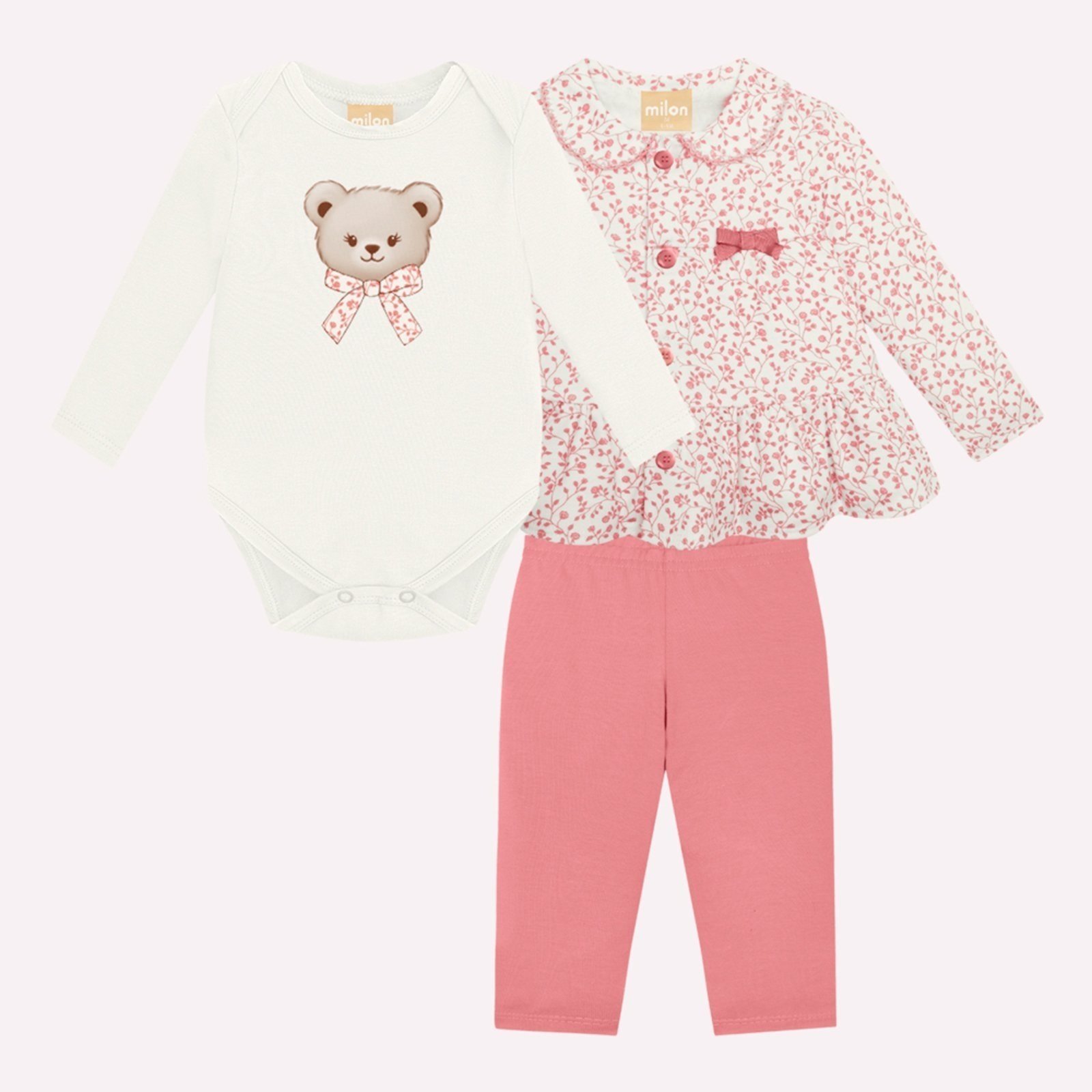 Infantil - Conjunto Menina Flores Milon