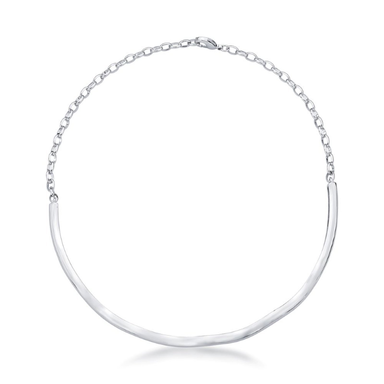 Infantil – Colar Choker Aro Ondulado Semijoia Banhado a Ródio Branco Ania Store