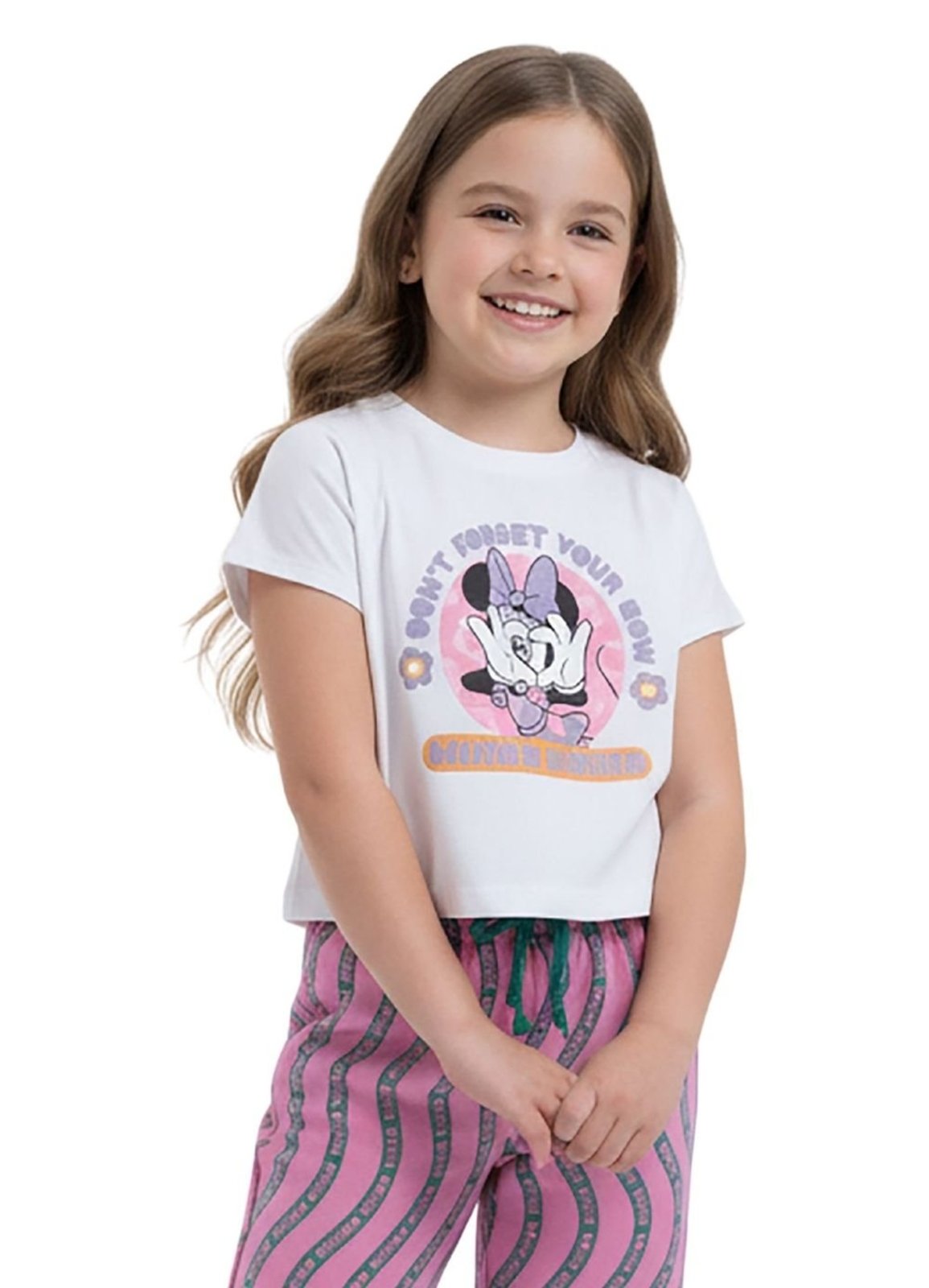 Infantil - Blusa Menina Minnie Mouse Pop Disney Laço Delicada Branco