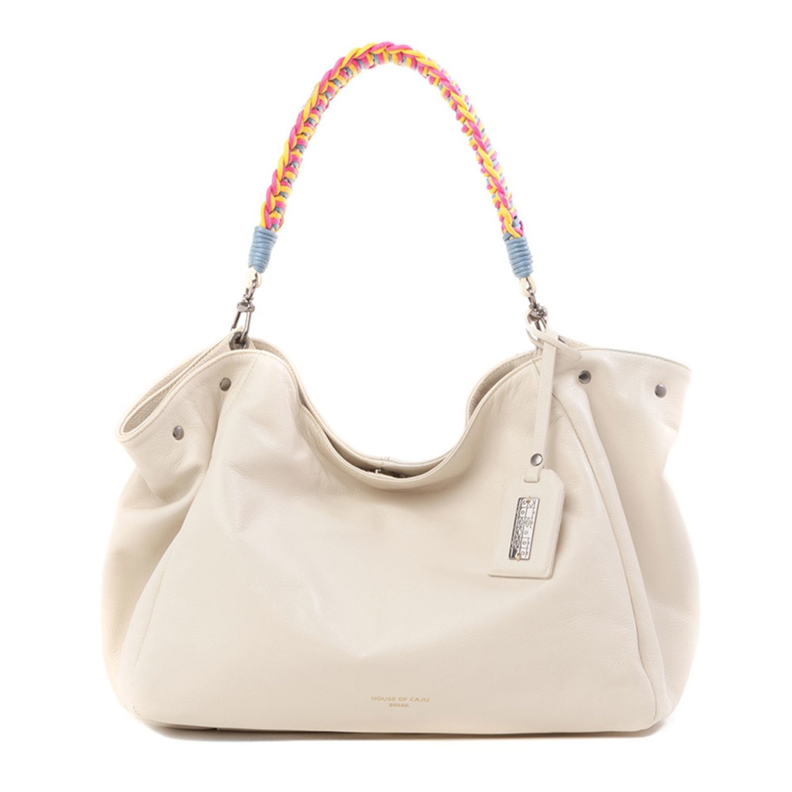 Bolsa Feminina Em Couro Tiracolo Off White “Dominique Campos”””
