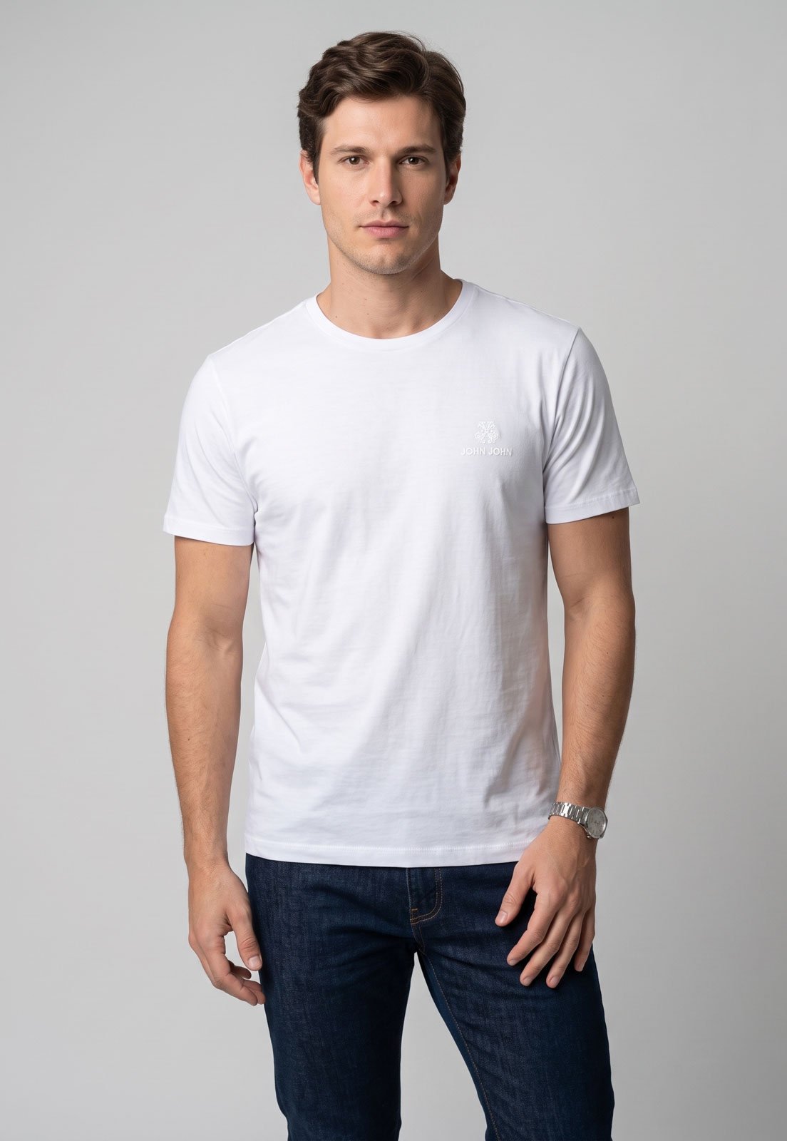 Camiseta Masculina John John Gola Redonda Branca