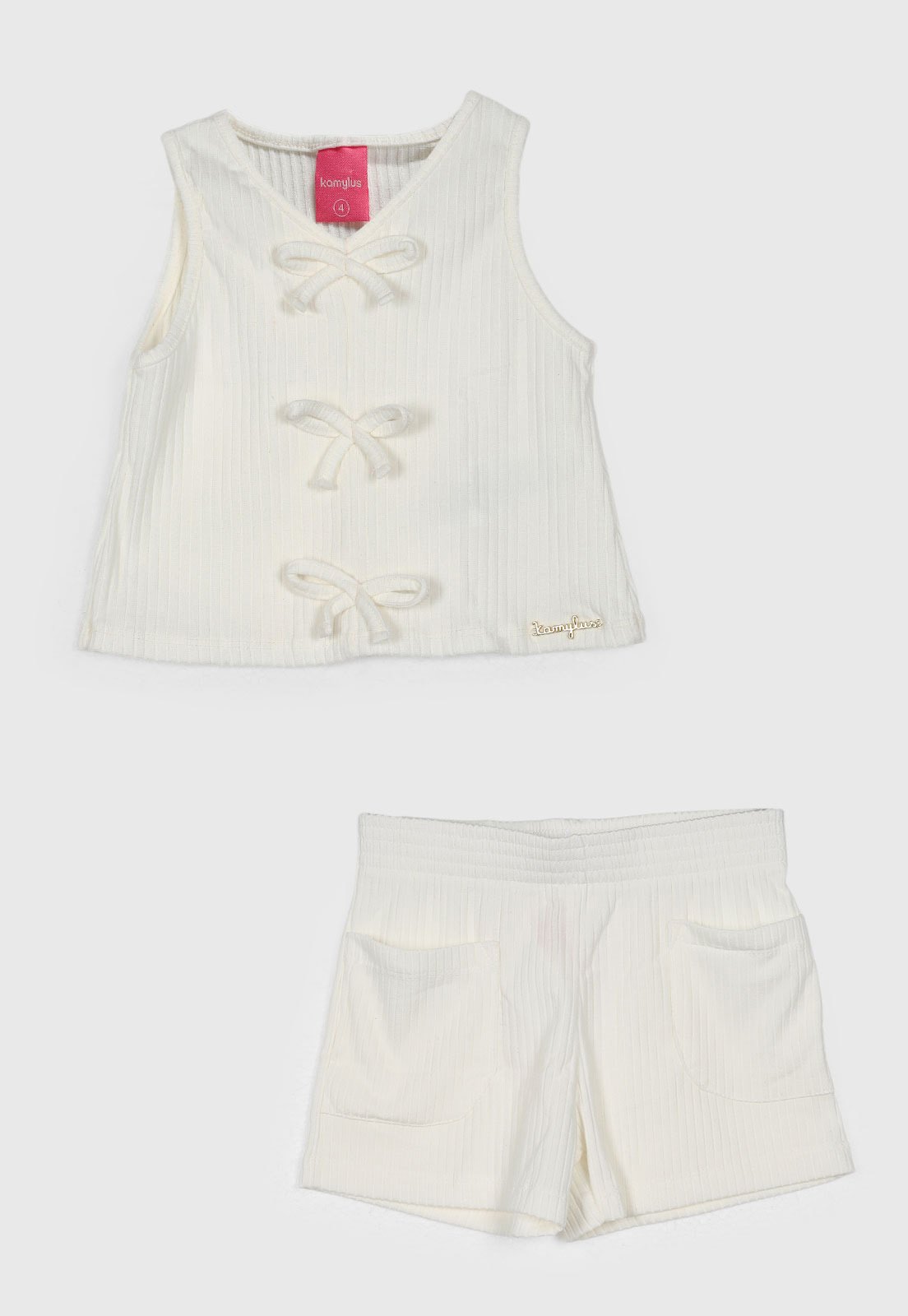 Infantil - Conjunto Curto Kamylus Laços Off White