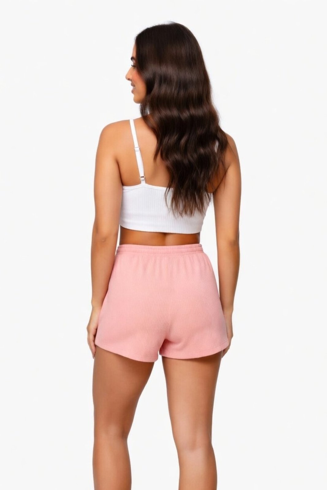 Vista 3 Short Malha D Bell Outlet Fashion Canelado Soltinho rosa D BELL OUTLET FASHION rosa