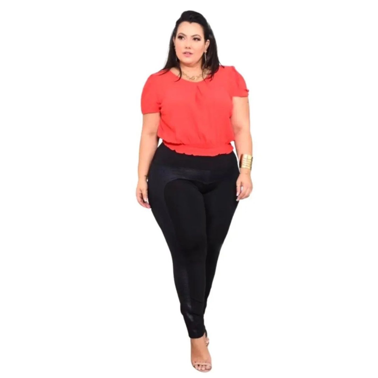 Vista 3 Legging Plus Size Vih Triny Montaria Empina Bumbum Lisa Peluciada Forrada preto Vih Triny preto