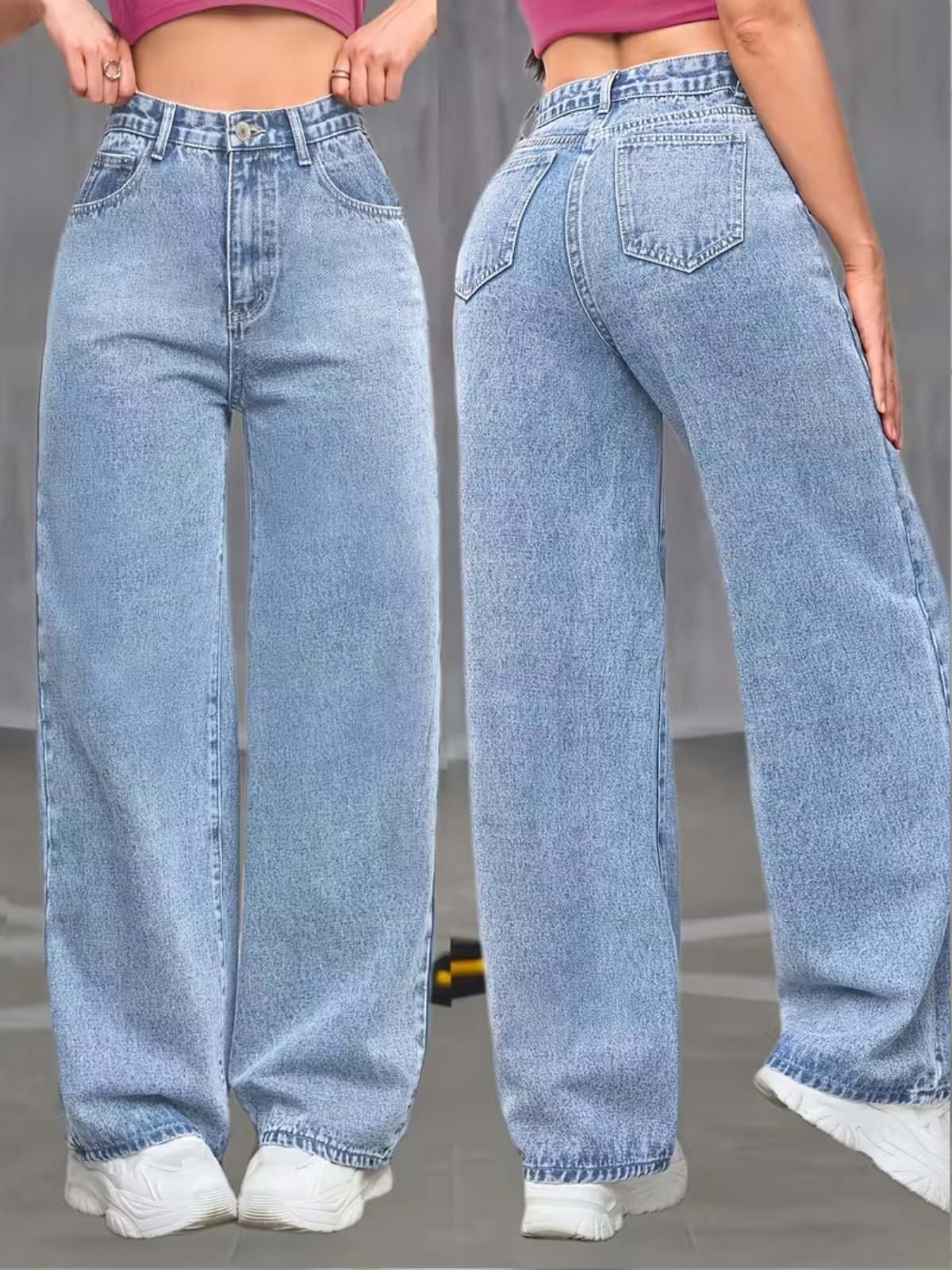 Calça Wide Leg Feminina Kovali Fashion Store Confortavel e Básica Tecido Premium Azul Clara