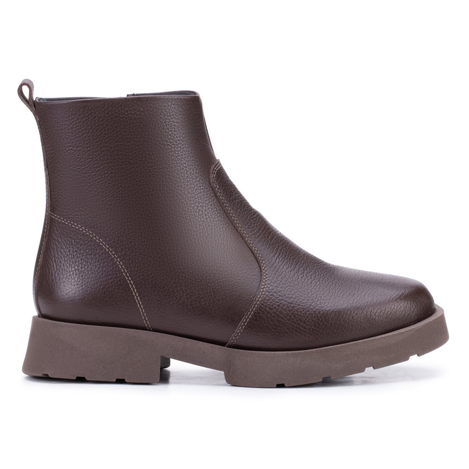 Bota Feminina Bella Nina Couro Coturno Cano Curto Salto Baixo Leve Café