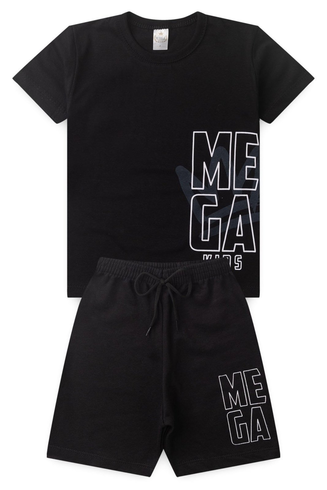 Vista 2 Infantil - Conjunto Verão Masculino Mega Preto - Mega Mega Kids unico Mega Kids unico