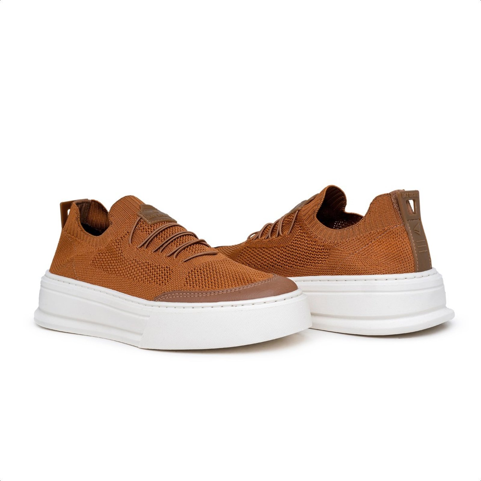 Tênis Masculino Veritimo Sapatenis Knit Moderno Robusto Sola Alta Conforto Caramelo
