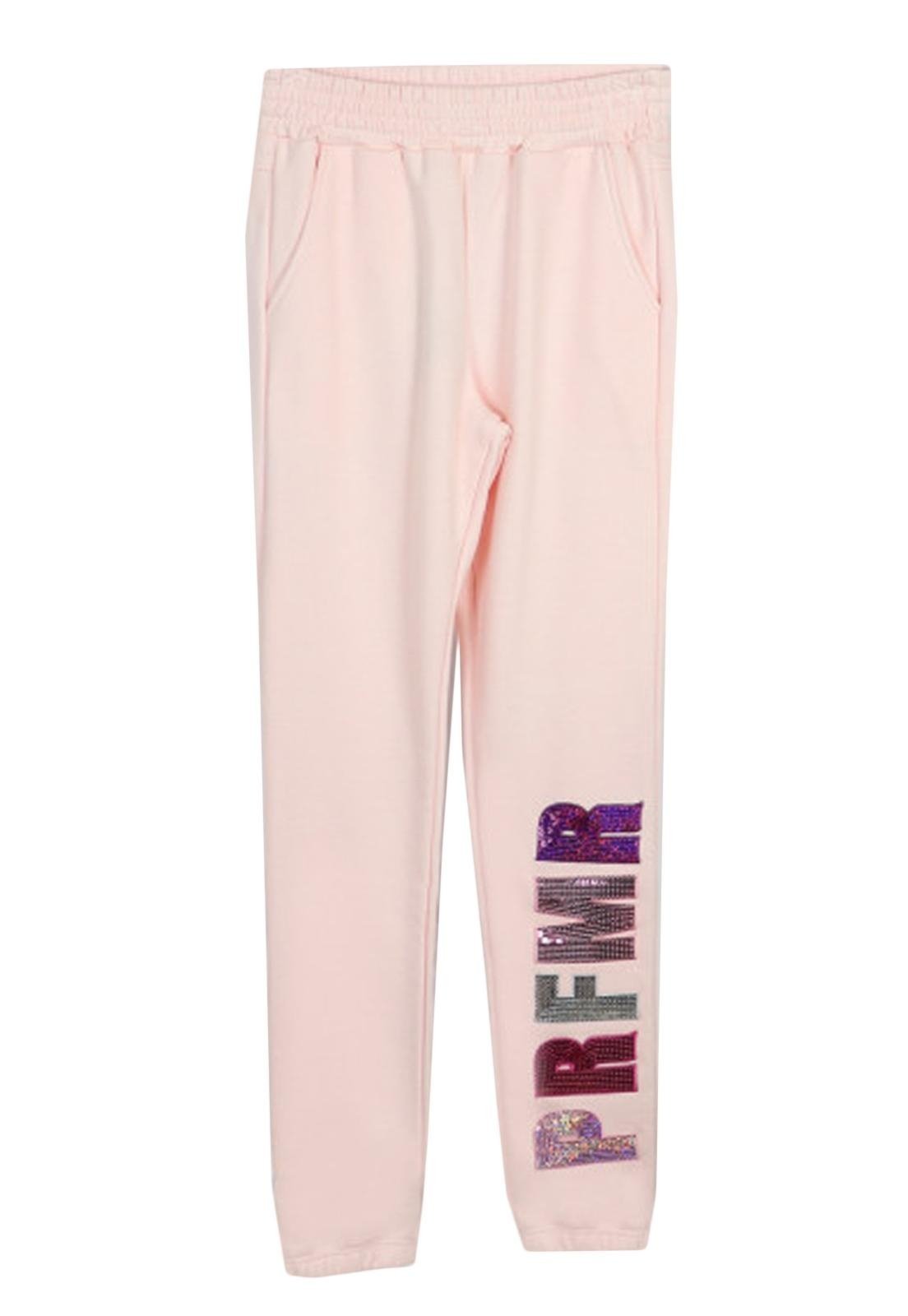 Infantil – Jogging Moletom Paetê Rosa Perfumaria 14 Rosa