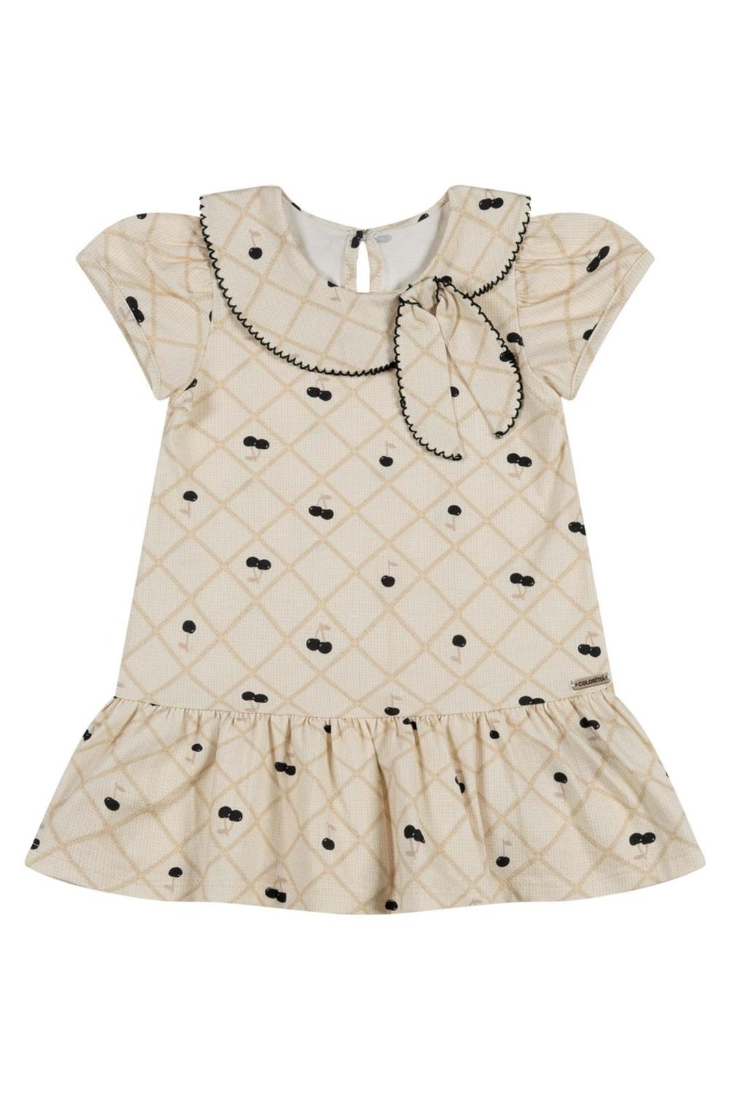 Infantil - Vestido Menina Gola Com Laço Colorittá Bege