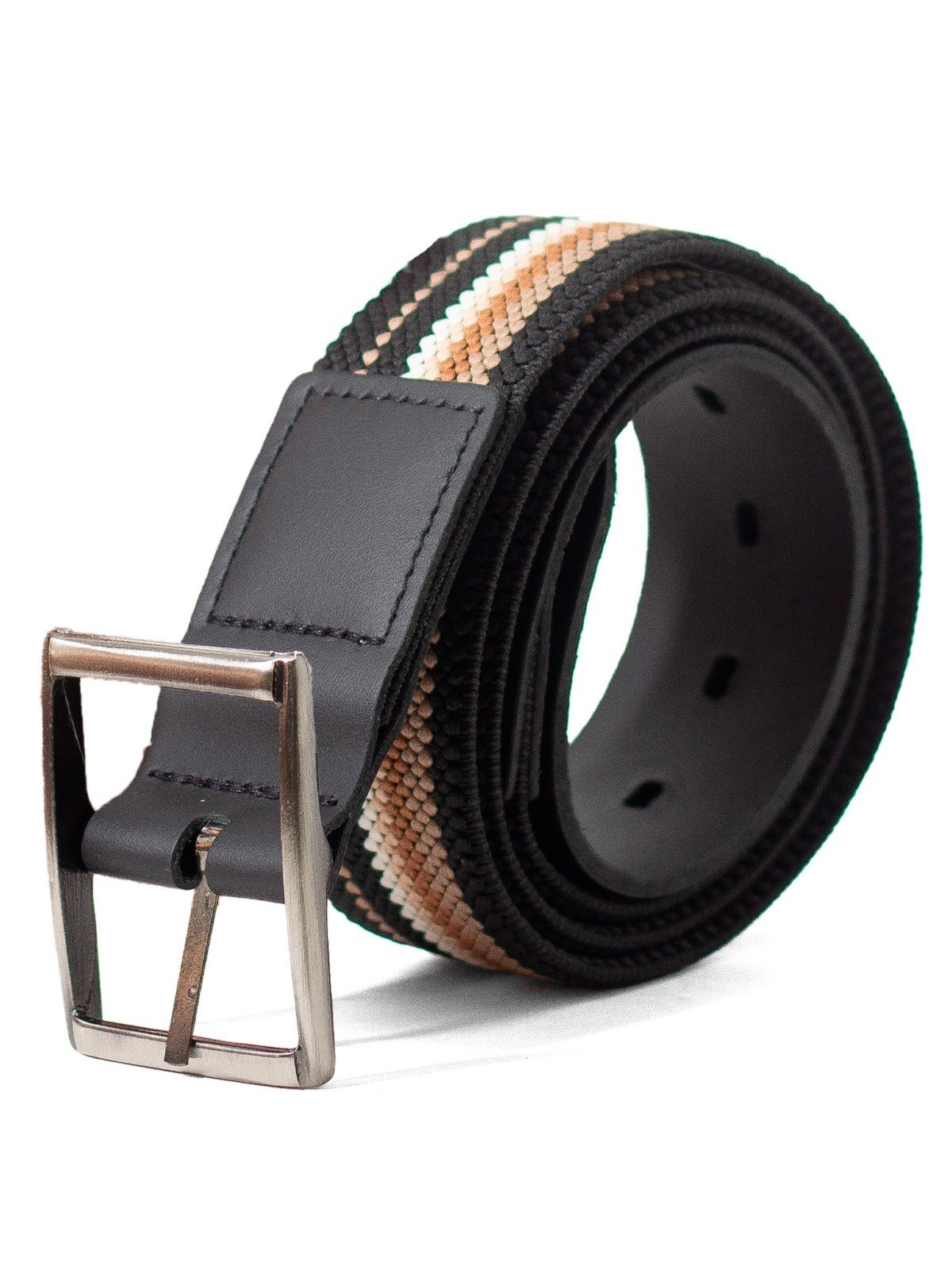 Cinto Masculino Fasolo Casual Elástico Couro Confortável Fivela Metálica Preto