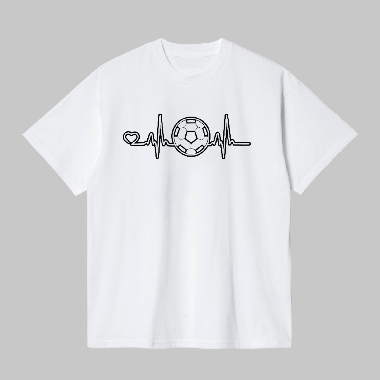Camiseta Básica Futebol Batimento Cardíaco Estilo Minimalista Branco