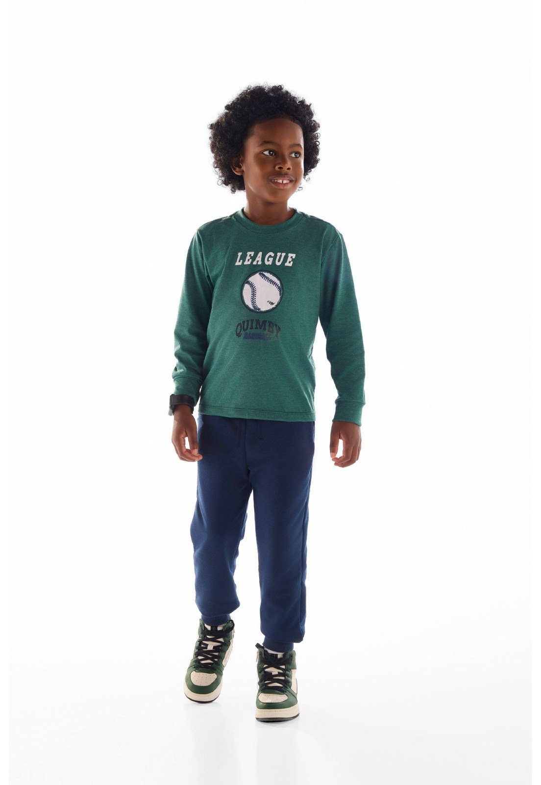 Infantil - Conjunto Blusa Estampa Calça Jogger Quimby Verde
