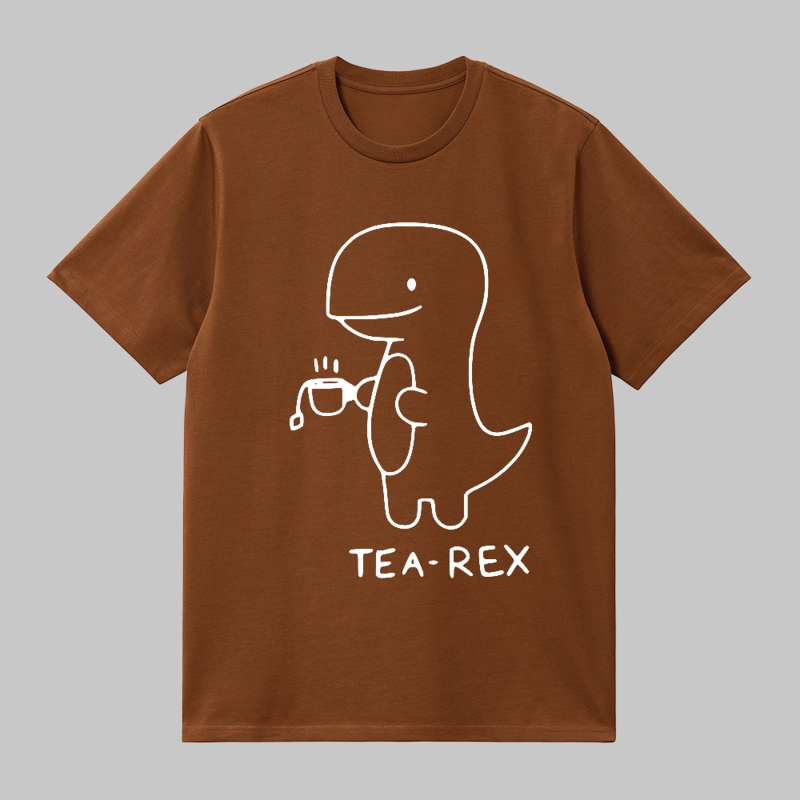Camiseta Básica Tea Rex Dinossauro Fofo Engraçado Minimalista Marrom