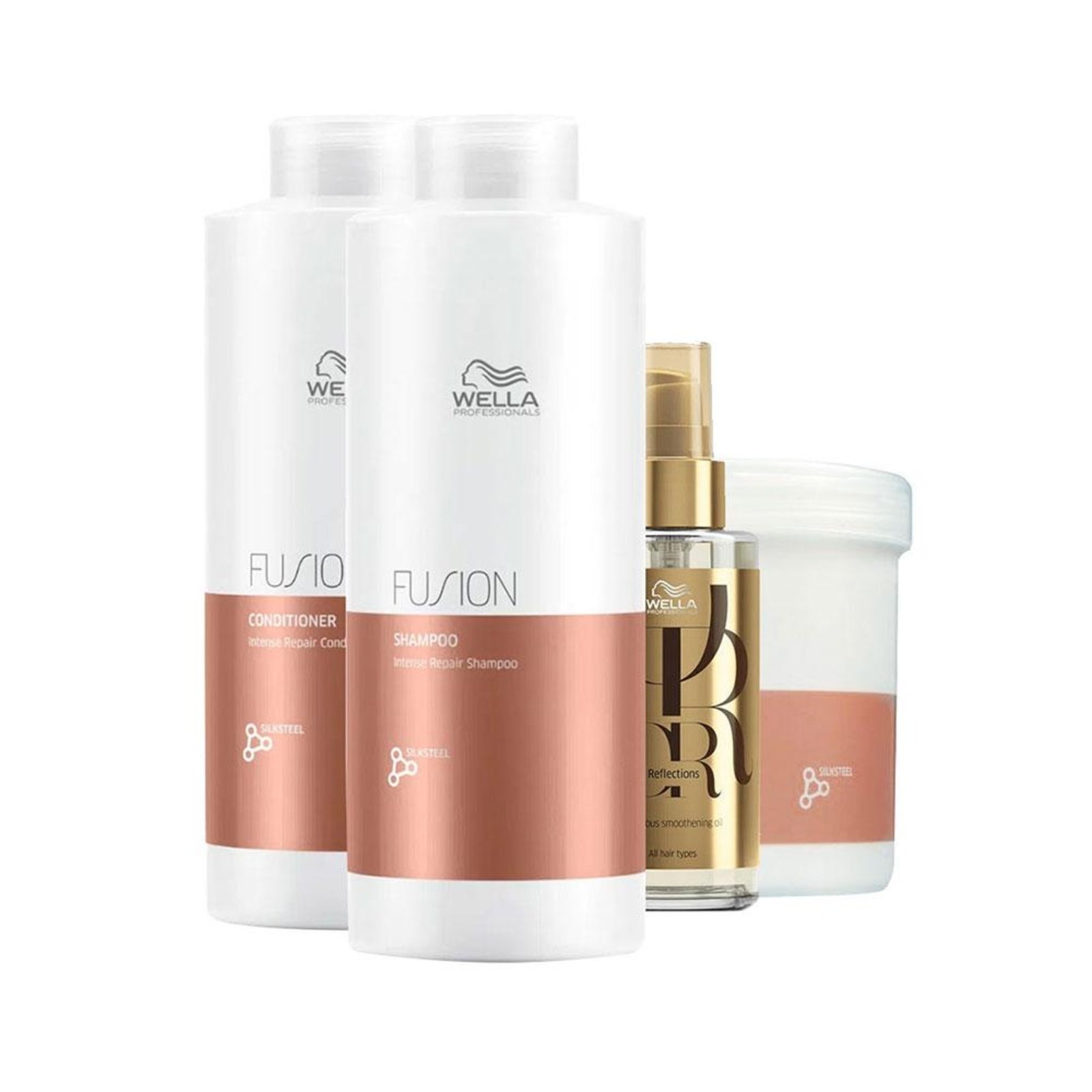 Vista 2 Kit Wella Professionals Fusion Profissional - Shampoo e Condicionador e Máscara e Óleo incolor incolor