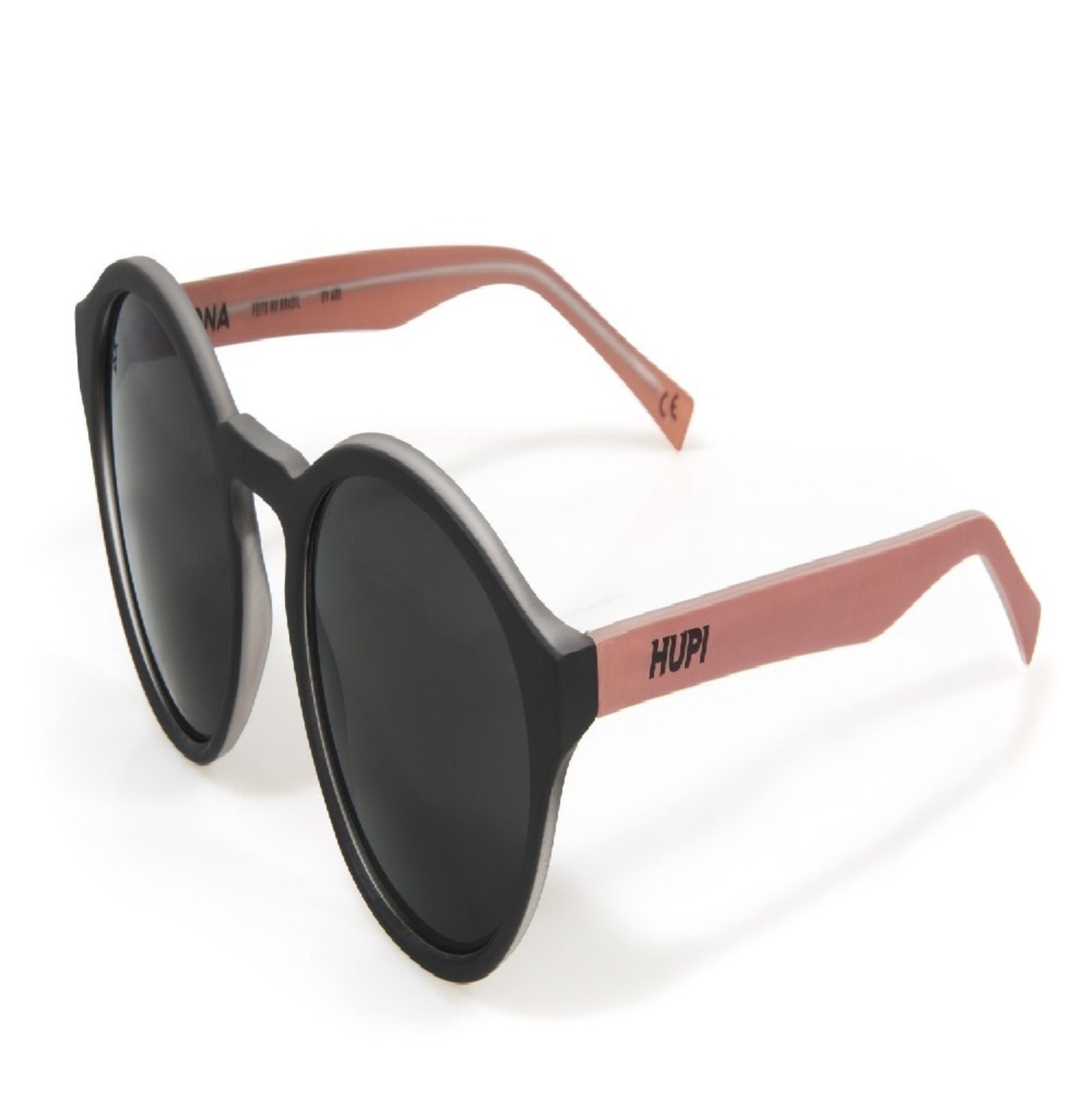 Óculos de Sol HUPI Kona Preto Fosco/Coral Lente Cinza Preto