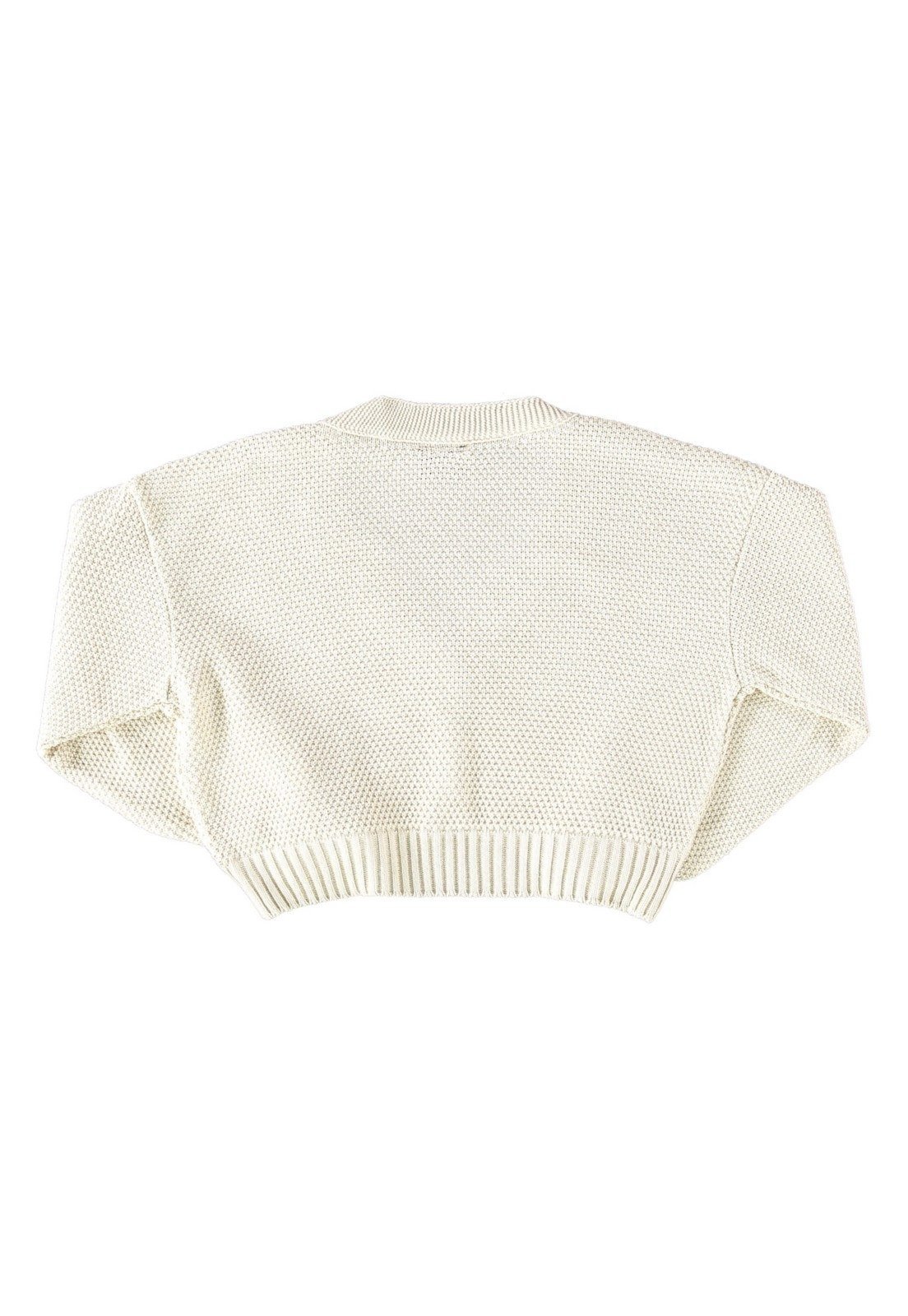 Vista 3 Infantil - Cardigan Cropped em Tricô Juvenil Gloss bege Gloss bege