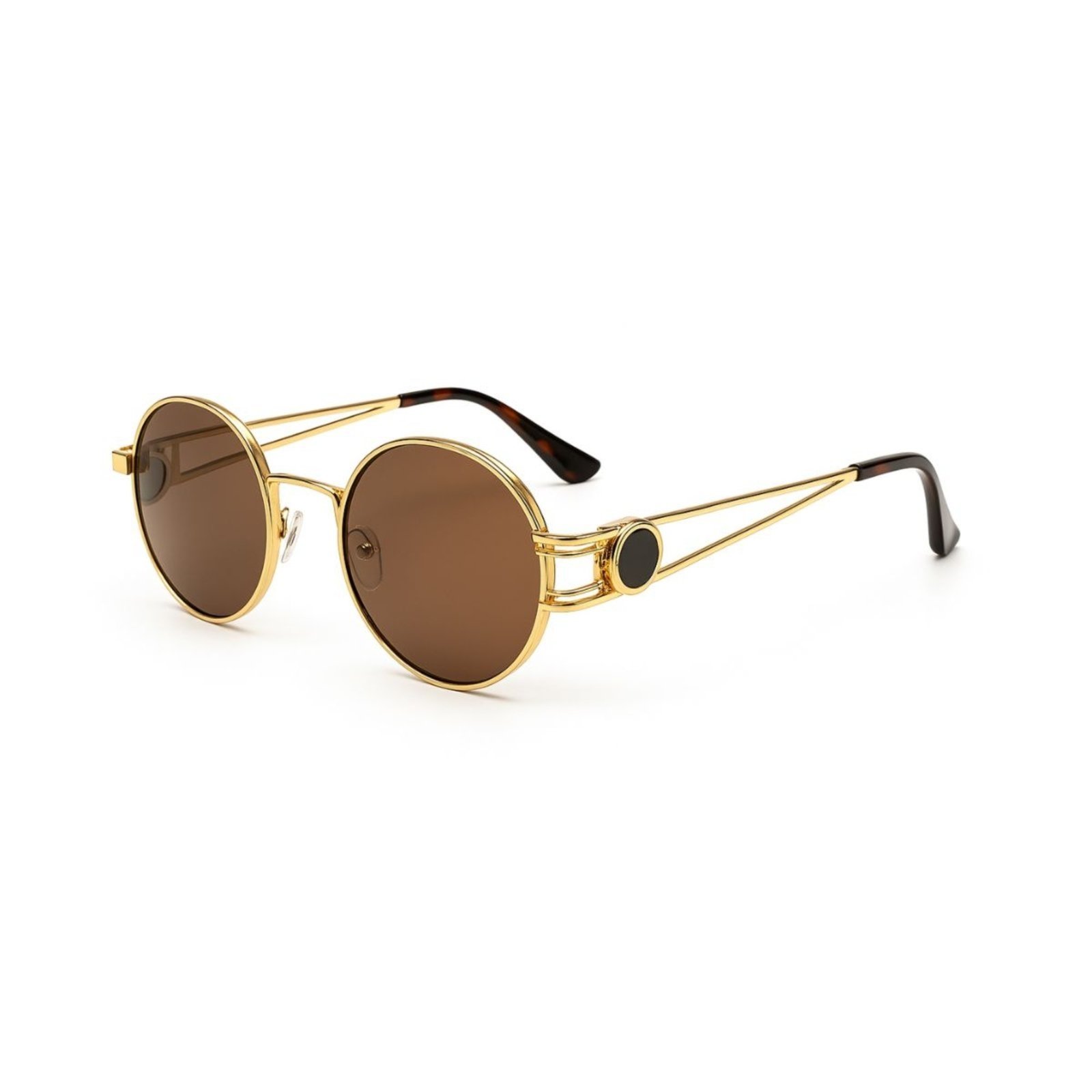 Óculos de Sol Dourado Feminino Lente Marrom Estilo Vintage