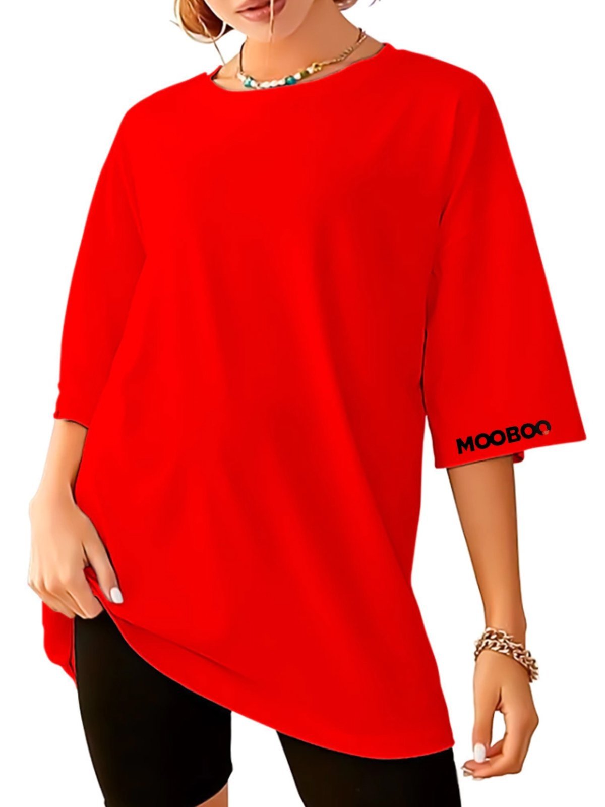 Camiseta Grande Blusa Academia Fitness Feminina Oversized Camisa streetwear Over Lisa Vermelha
