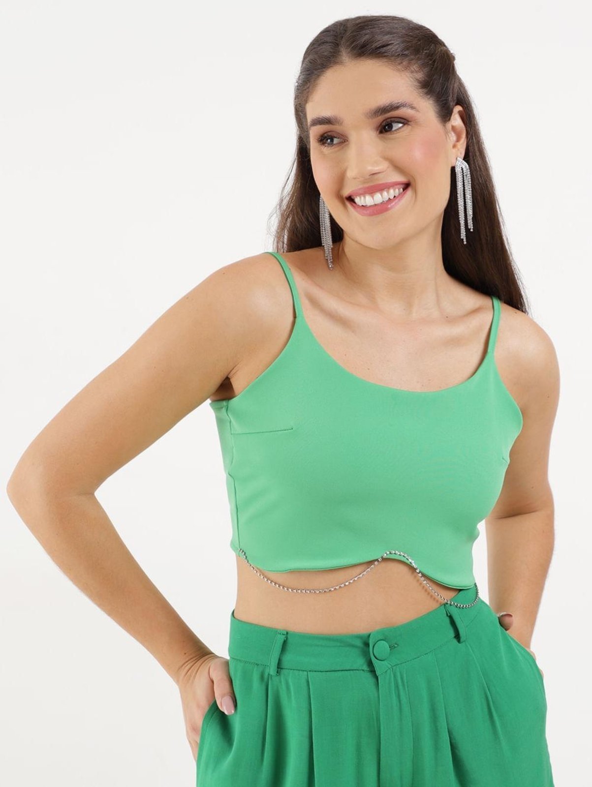 Vista 2 Blusa Cropped Autentique Feminina VERDE unico verde Autentique unico verde