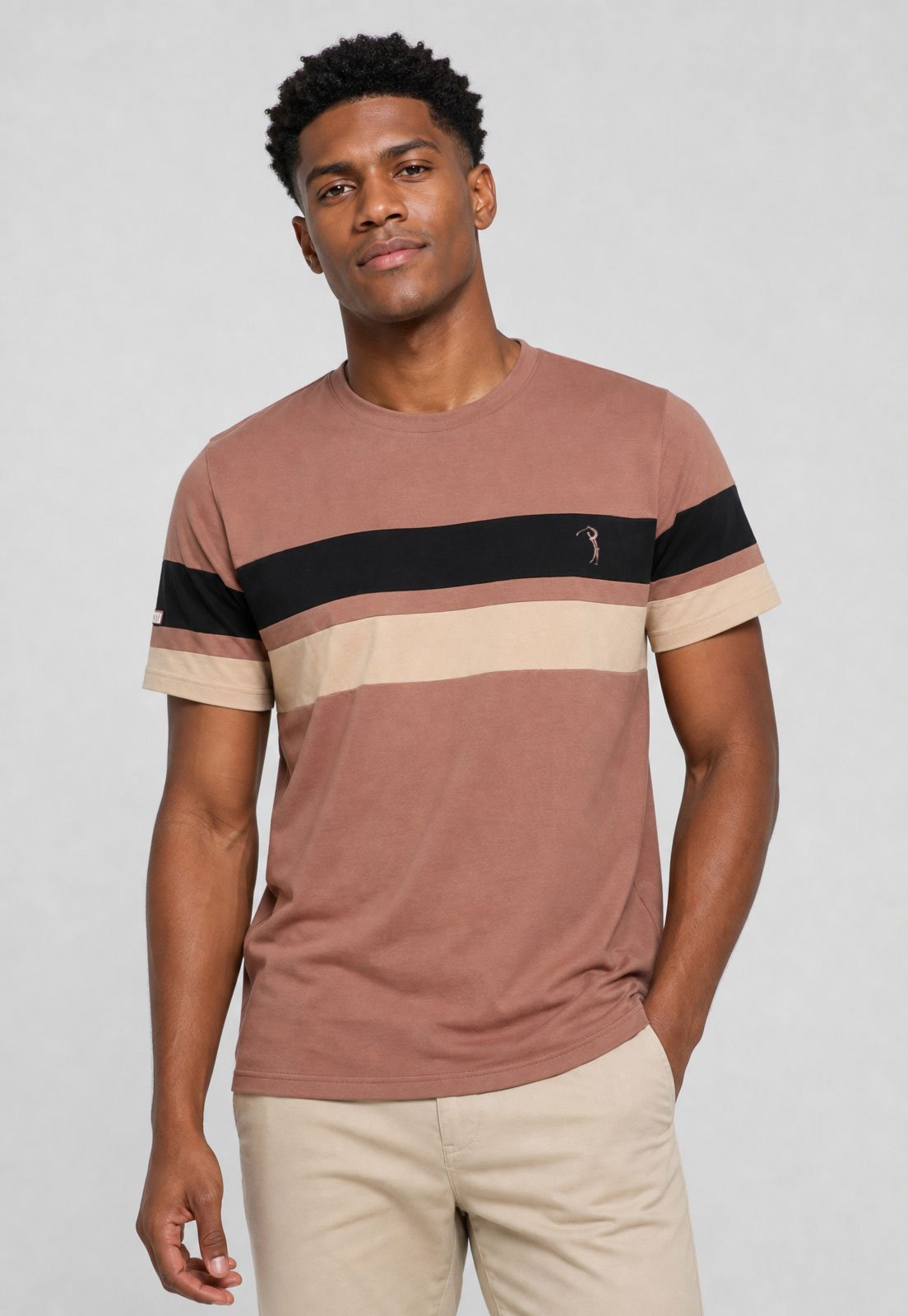 Camiseta Masculina Aleatory Listrada Nude