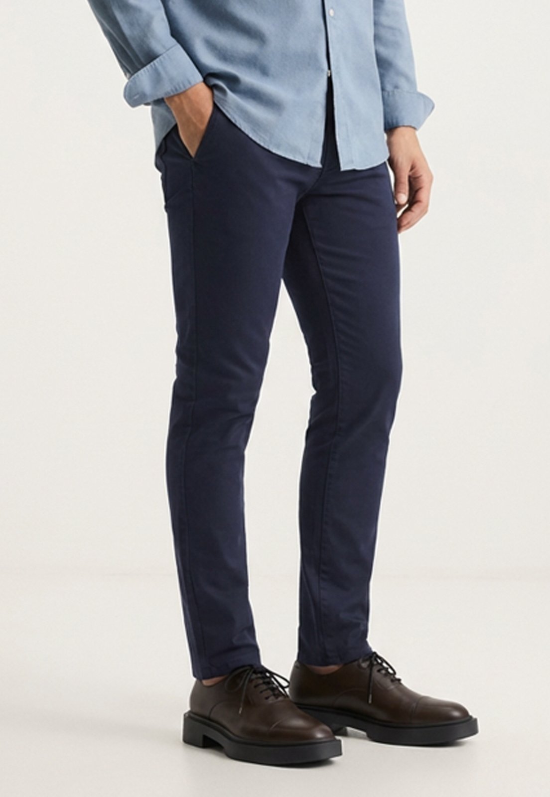 Calça Sarja Masculina Slim Fit Elastano Casual Social Azul Marinho