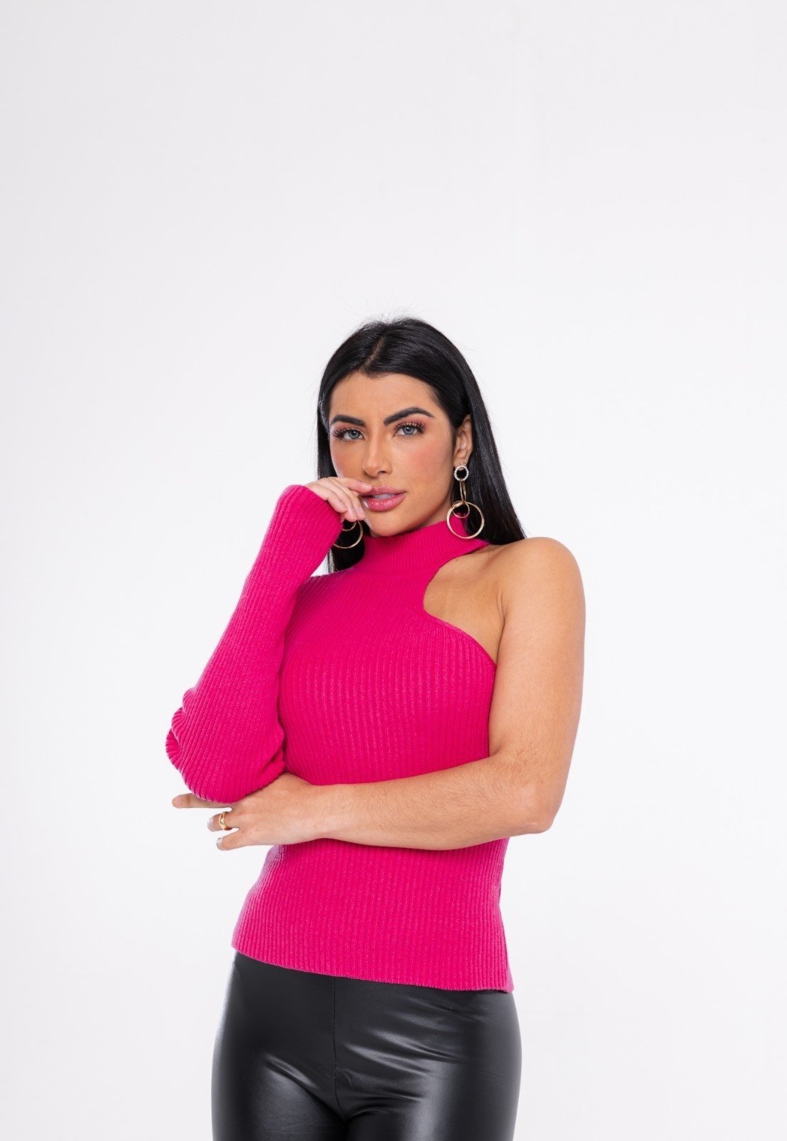 Blusa Tricot Uma Manga Gyana Rosa