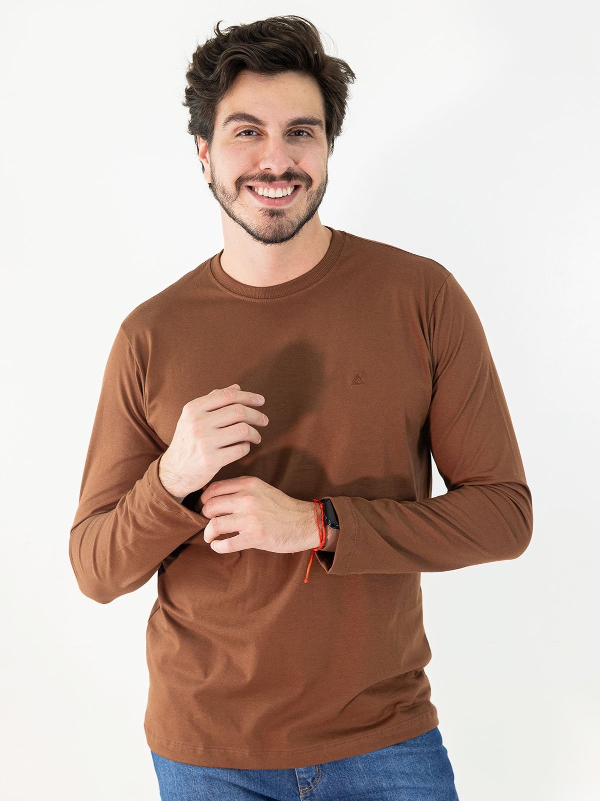 Camiseta Masculina Básica Manga Longa Algodão Cores Anticorpus