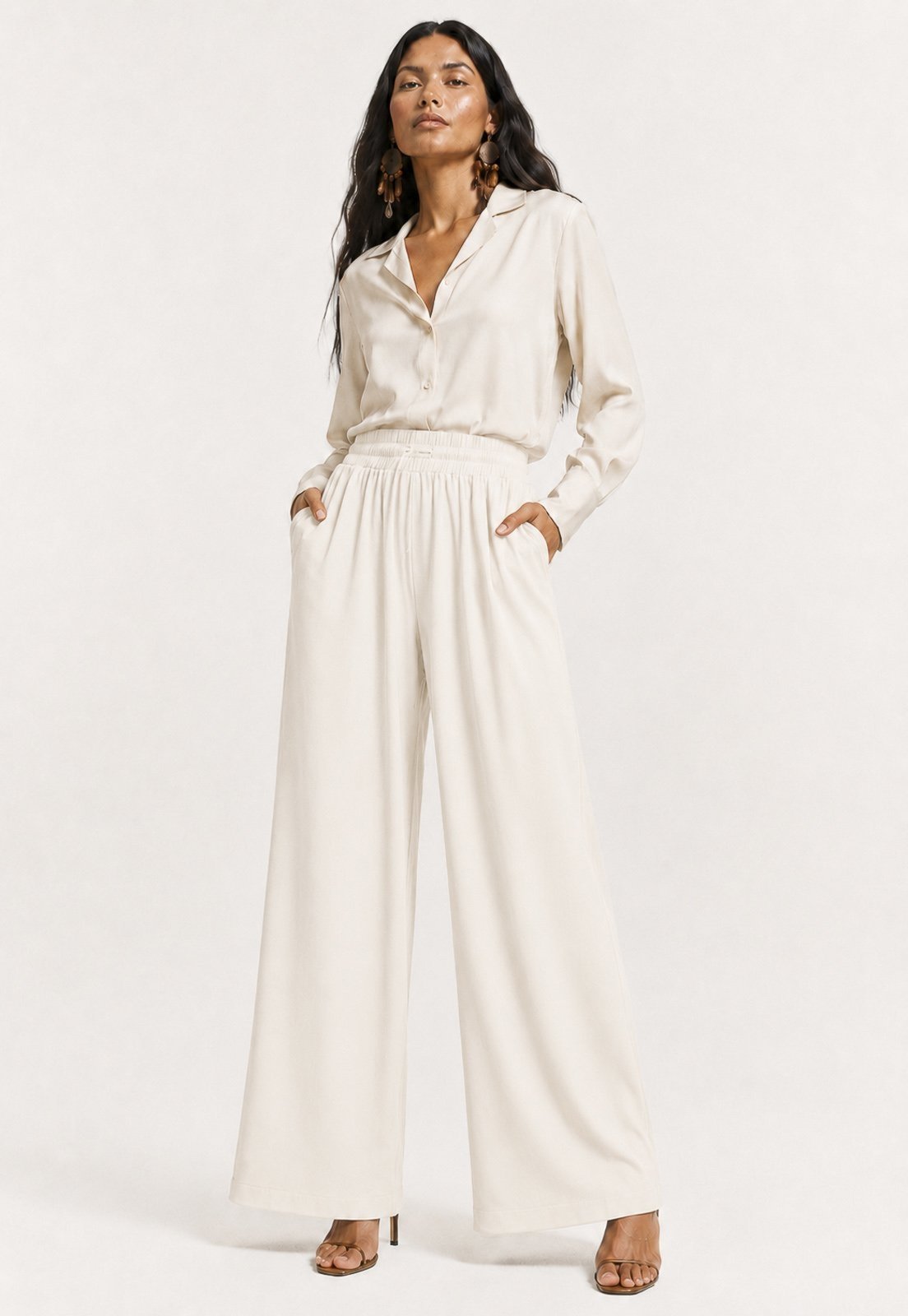 Calça Amazonia Vital Pantalona Inhambuxintã Malha Off White