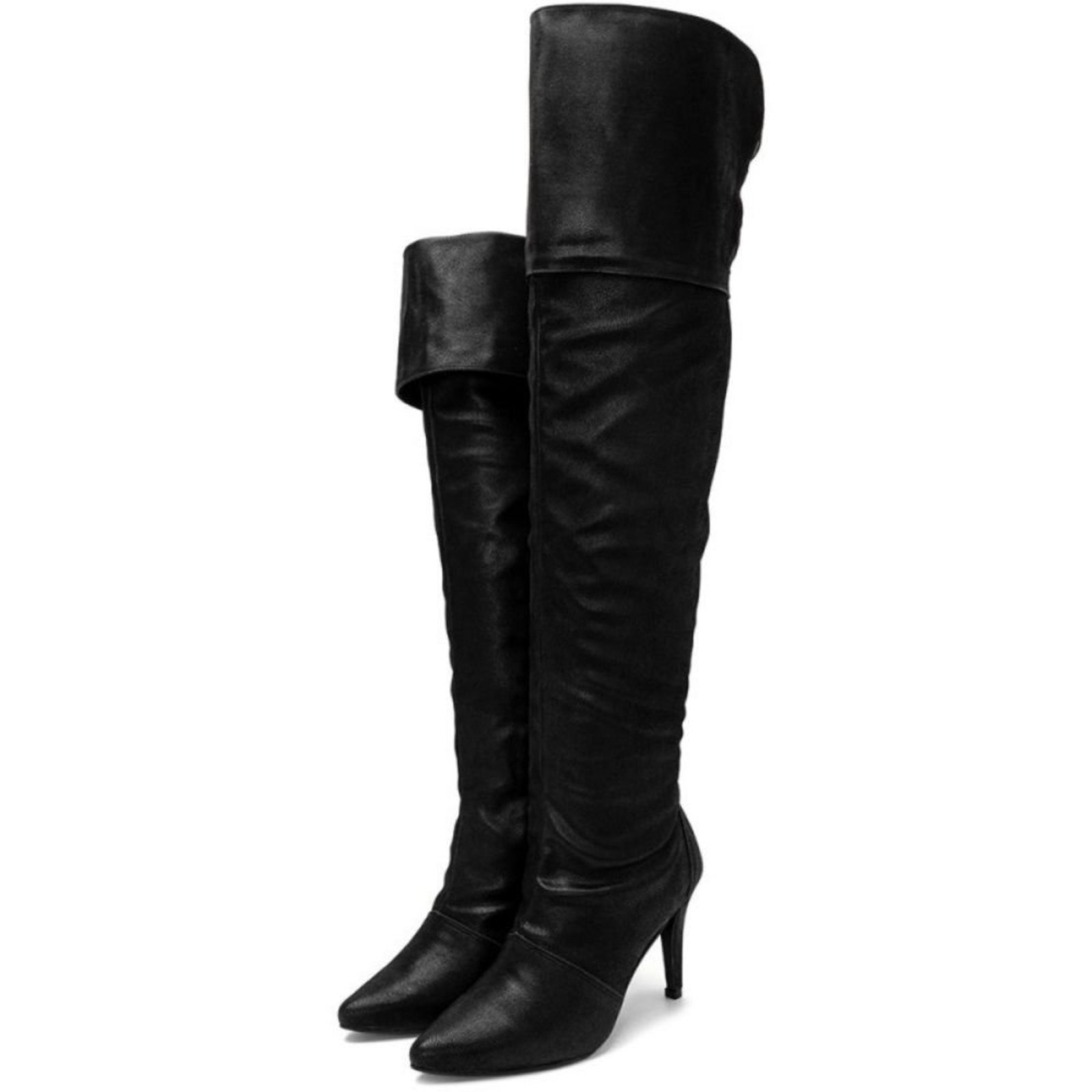 Bota Over Feminina Acima do Joelho Cano Alto Salto Fino 1722 Nobucado Preto