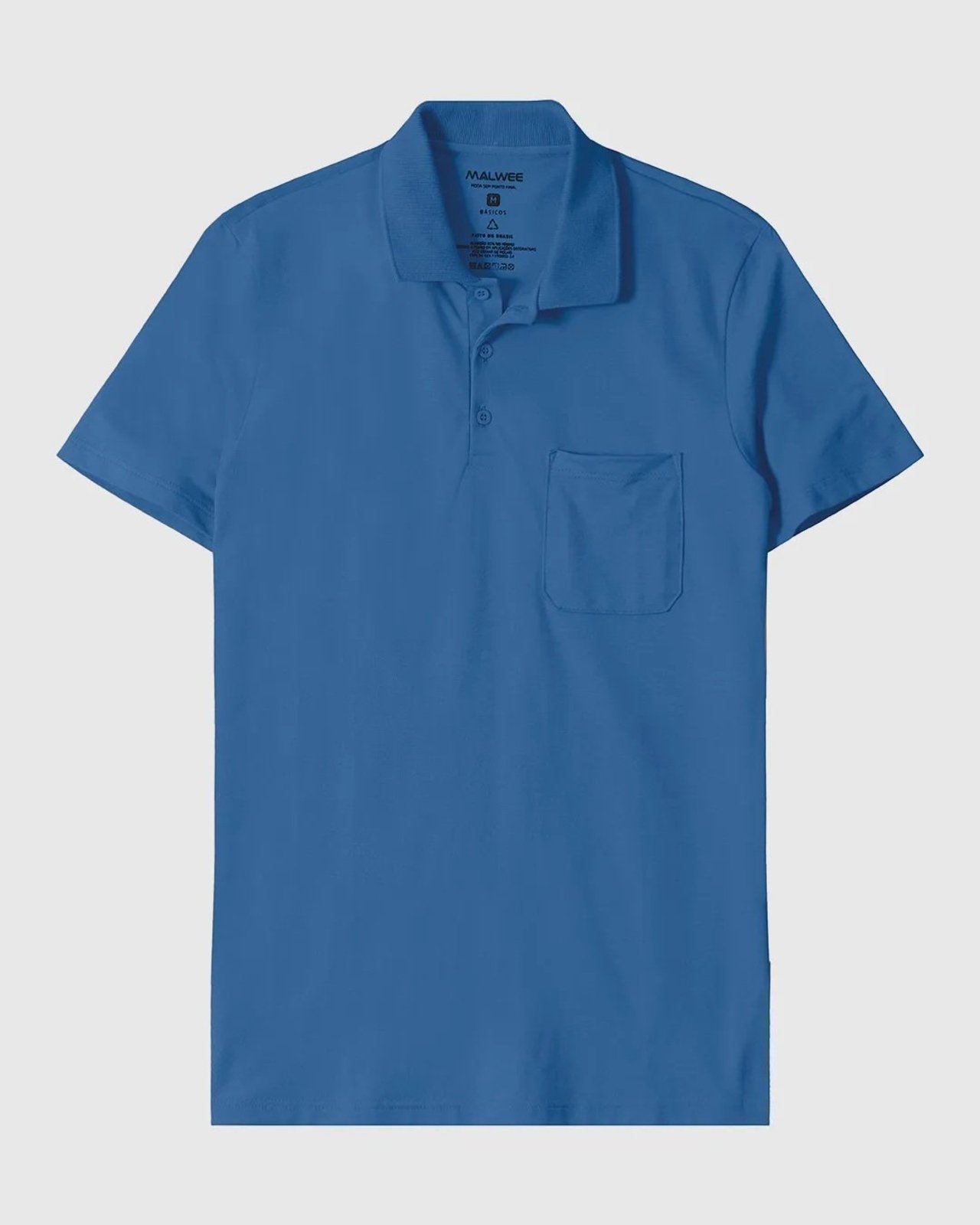 Camisa Polo Básica Masculina Gola Esporte E Bolso Piquet Stretch