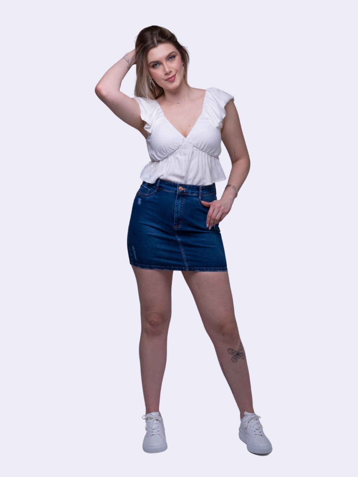 Saia Jeans Feminina com Cintura Alta
