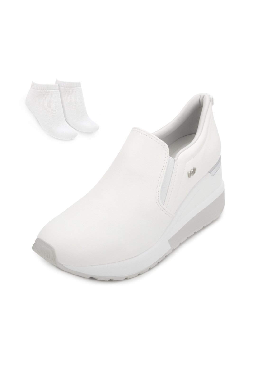 Tênis Slip On Via Marte e Meia VM25-04600 Branco-Prata