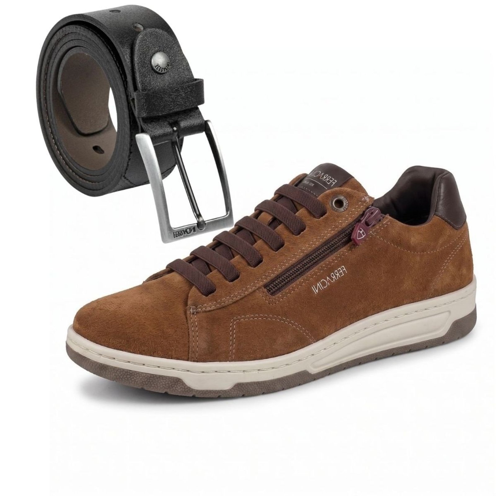 Kit Sapatênis Masculino Casual + Cinto De Couro
