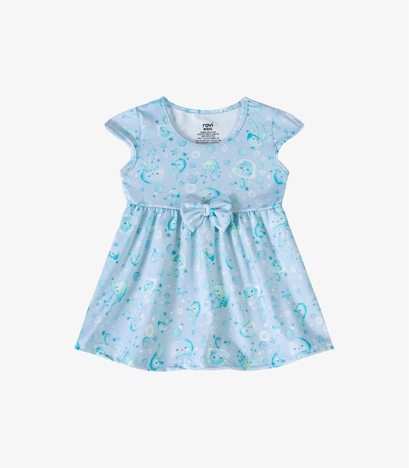 Infantil - Vestido Verão Menina Laço Decorativo Rovi Azul