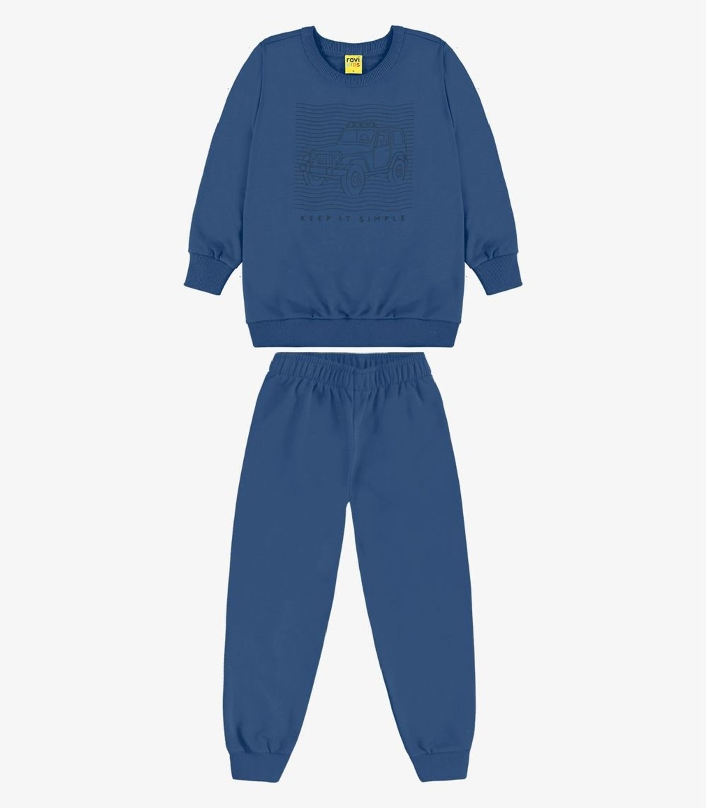 Infantil - Conjunto Blusão e Calça Moletom Sarjado Rovi Azul