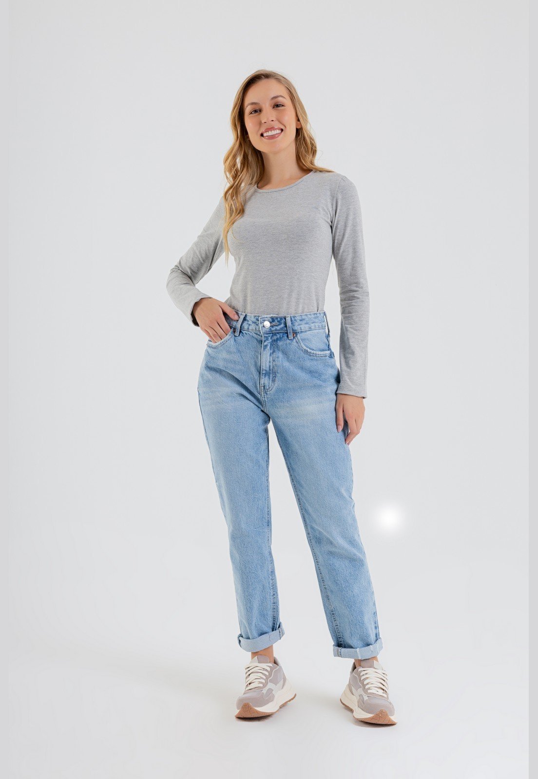 Blusa Manga Longa Feminina Just Basic Cinza