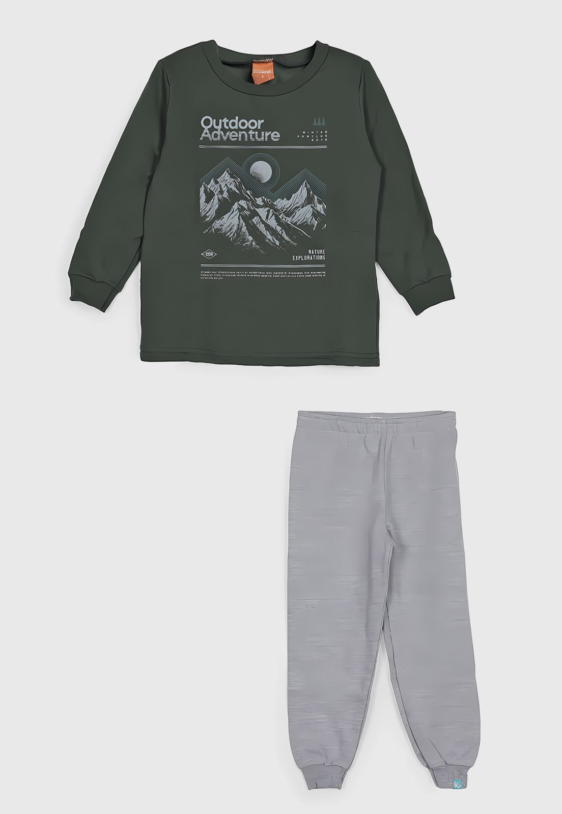 Infantil - Conjunto Kamylus Blusa e Calça Estampa Aventuras Verde Escuro