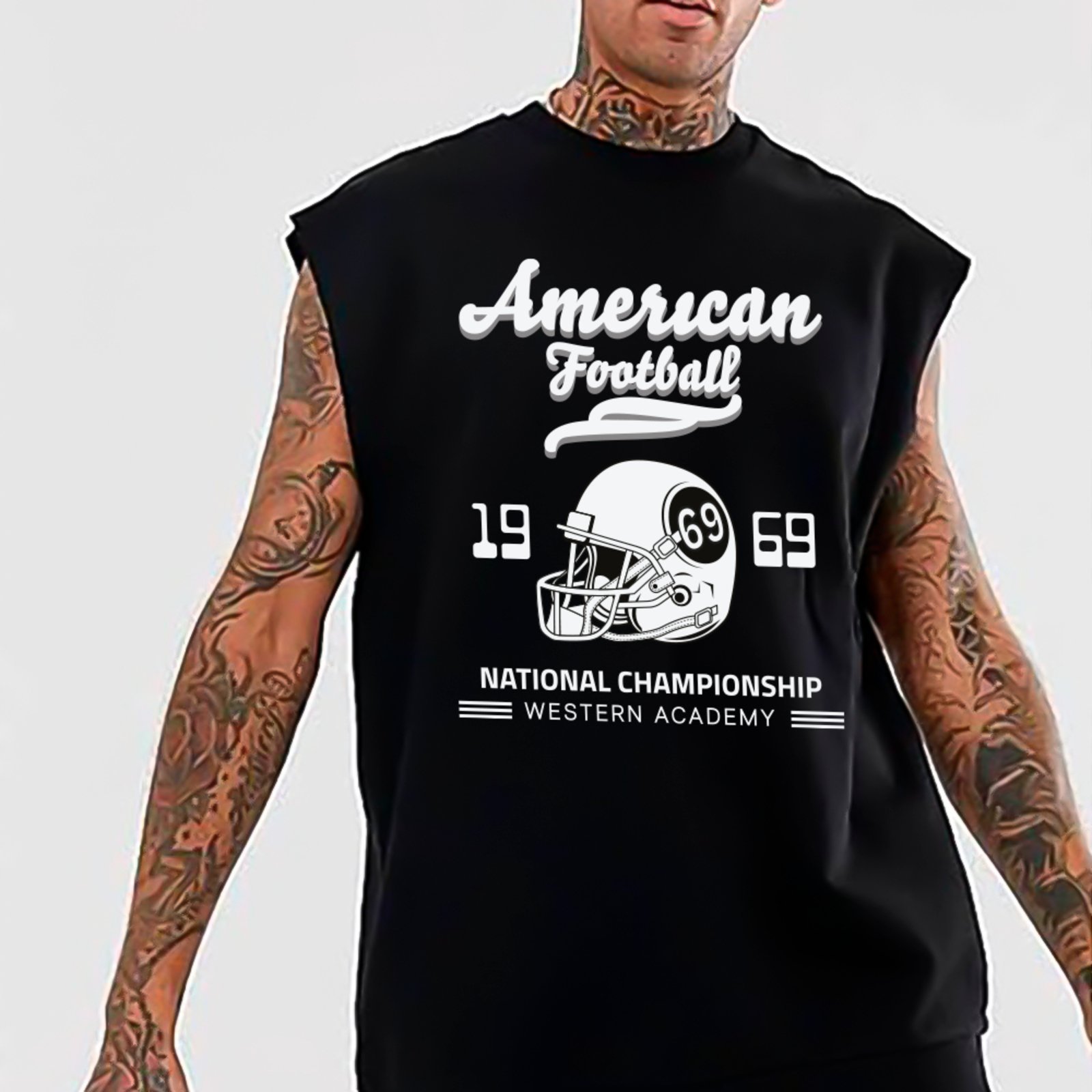 Camiseta Regata Machão Ousy American Football 1969 Oversized Masculina Preto