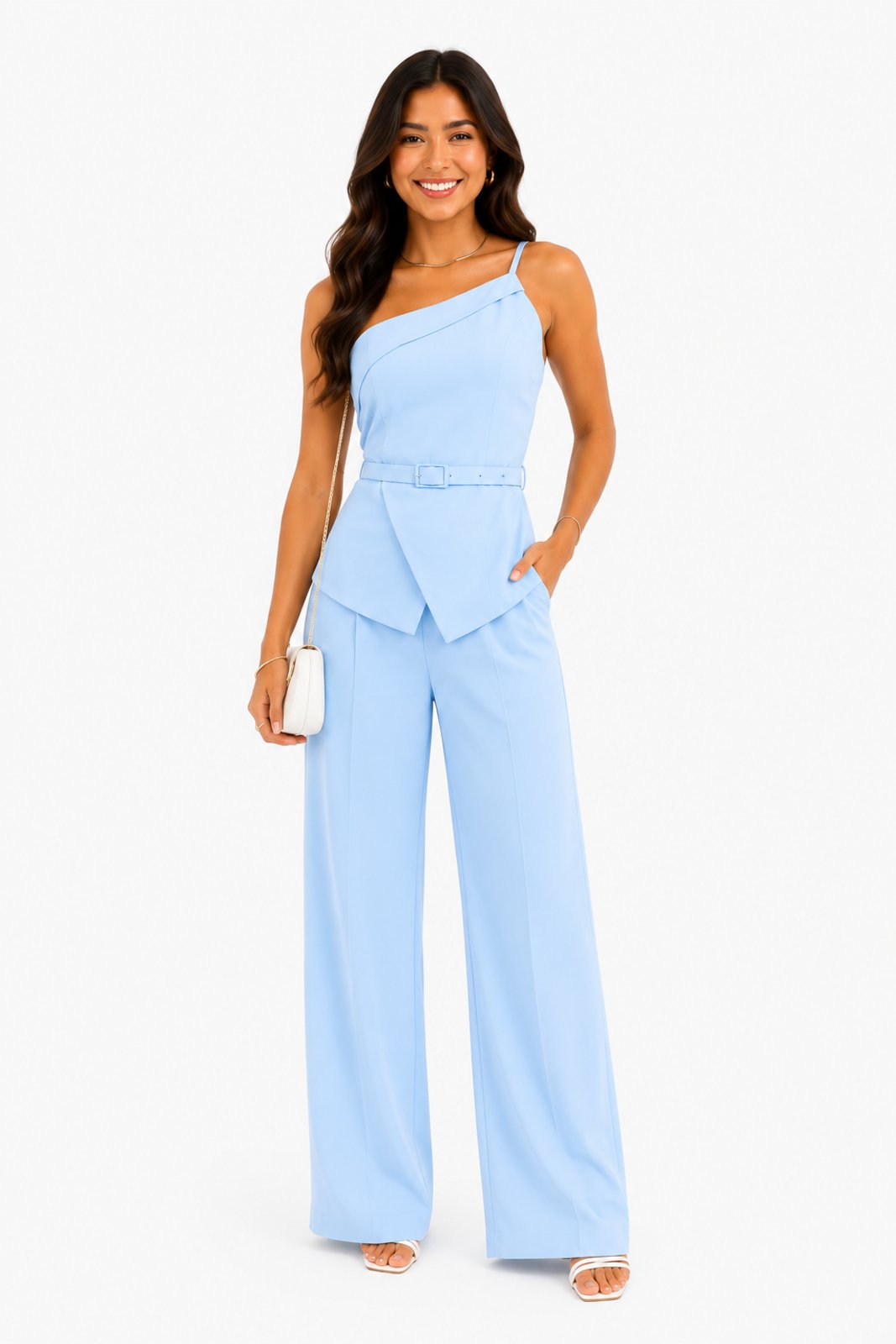 Conjunto Feminino D Bell Outlet Fashion Uma Alça Azul