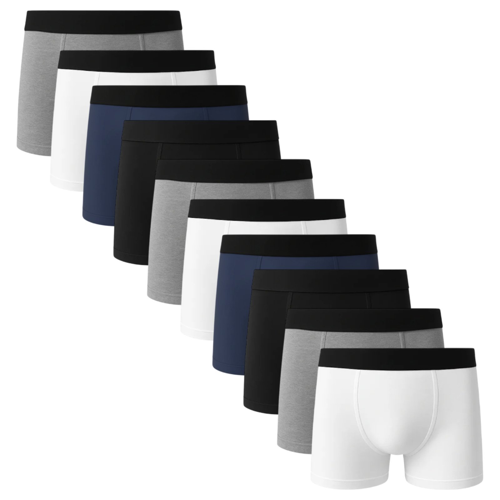Vista 2 Kit 10 Cuecas Boxer Basic Lisa 100% Algodão Masculina Sortido QLC SPORT multicolorido QLC SPORT multicolorido