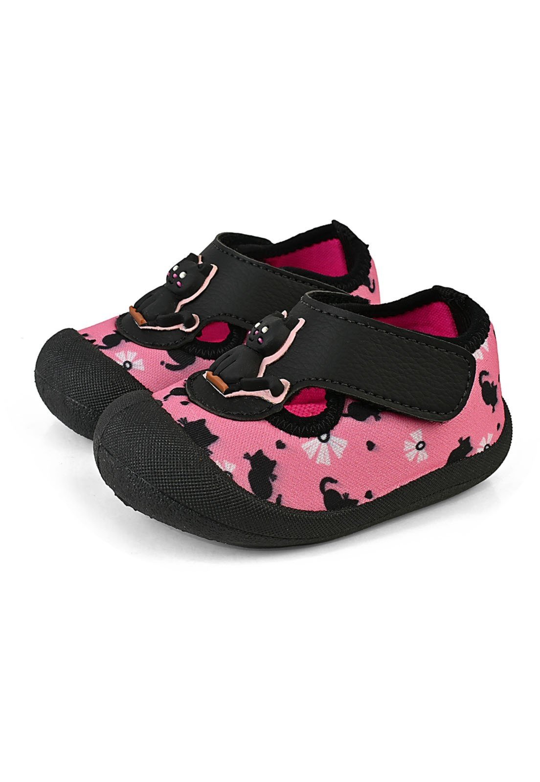 Vista 2 Infantil - Sapameia Antiderrapante Menina Rosa Gatinho Enfeite Mzkid preto/rosa rosa Mzkid preto/rosa rosa