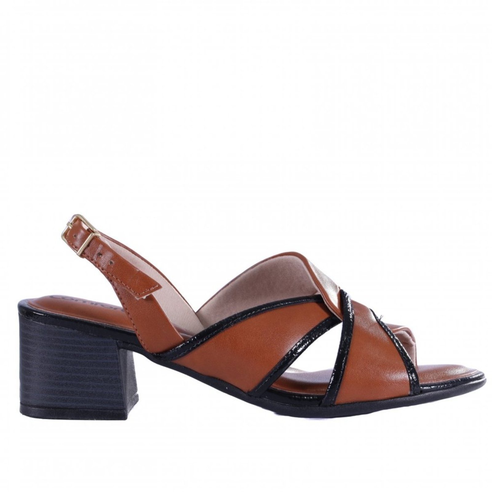 Sandália Comfortflex Feminina Salto Bloco 25-56404 Comfortflex Preto