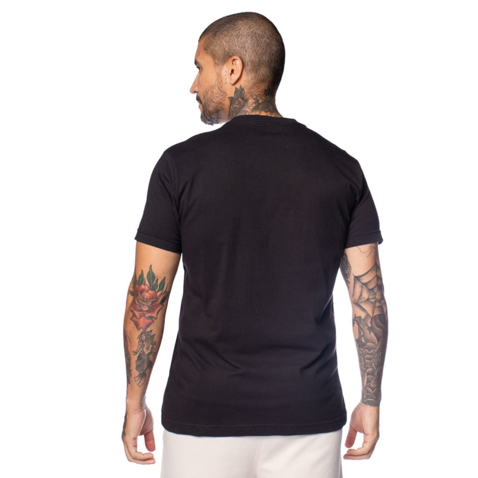 Vista 3 Camiseta Masculina Gangster Básica Algodão preto Gangster preto
