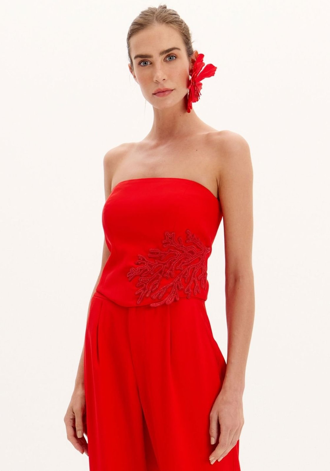 Blusa Corset Sem Alça Com Aplicação Lança Perfume
