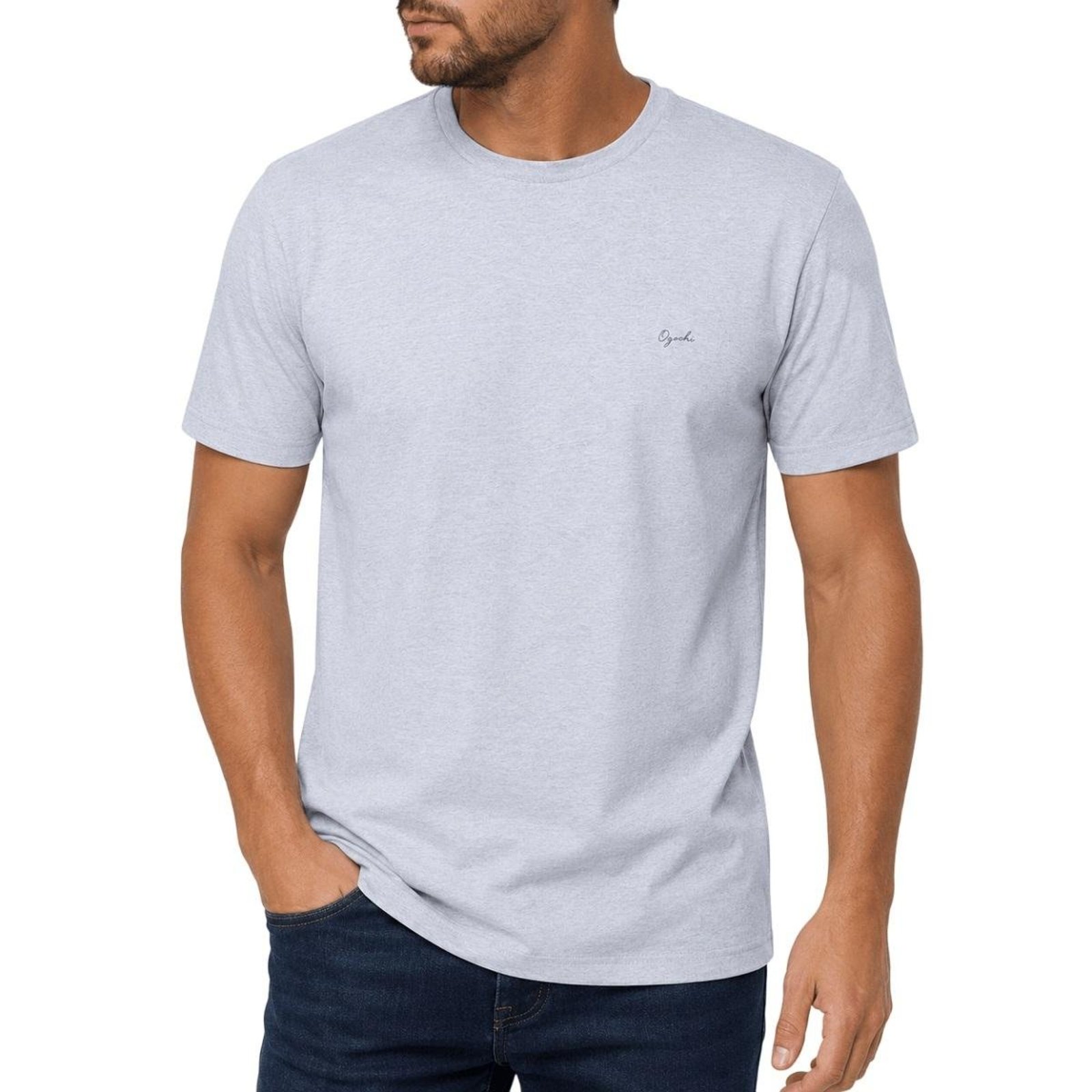 Camiseta Manga Curta Básica Slim Ogochi Masculina 006490002 Azul