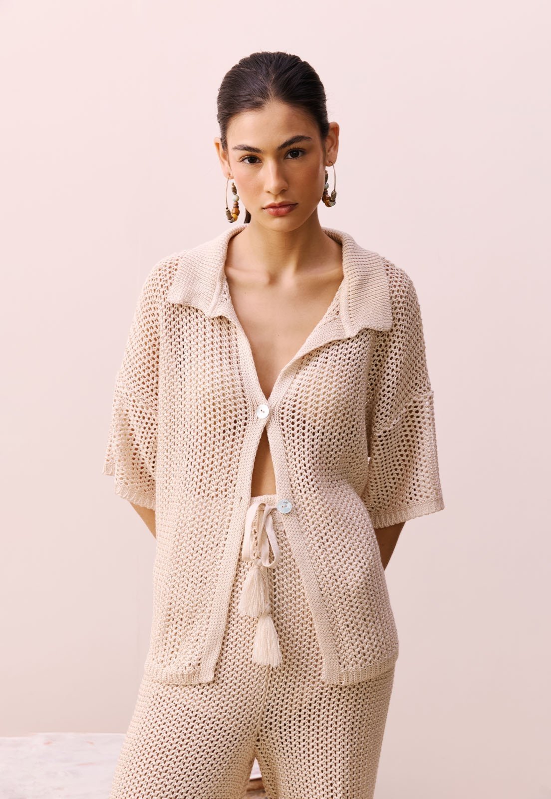 Camisa Polo Rendada Tricot