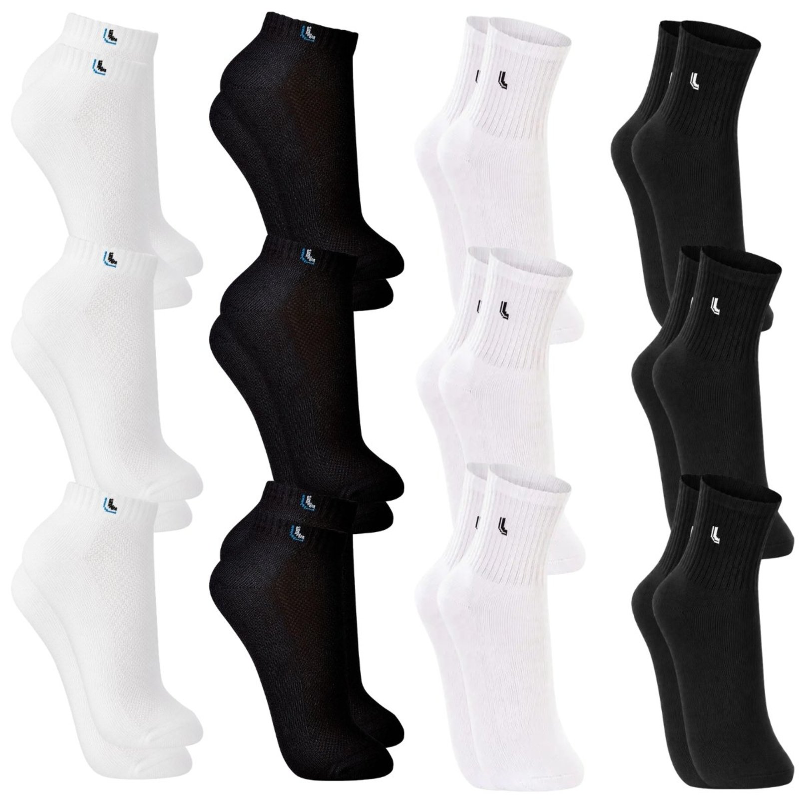 Kit 12 Pares Meias Lupo Masculinas Cano Curto e Invisível Confortáveis