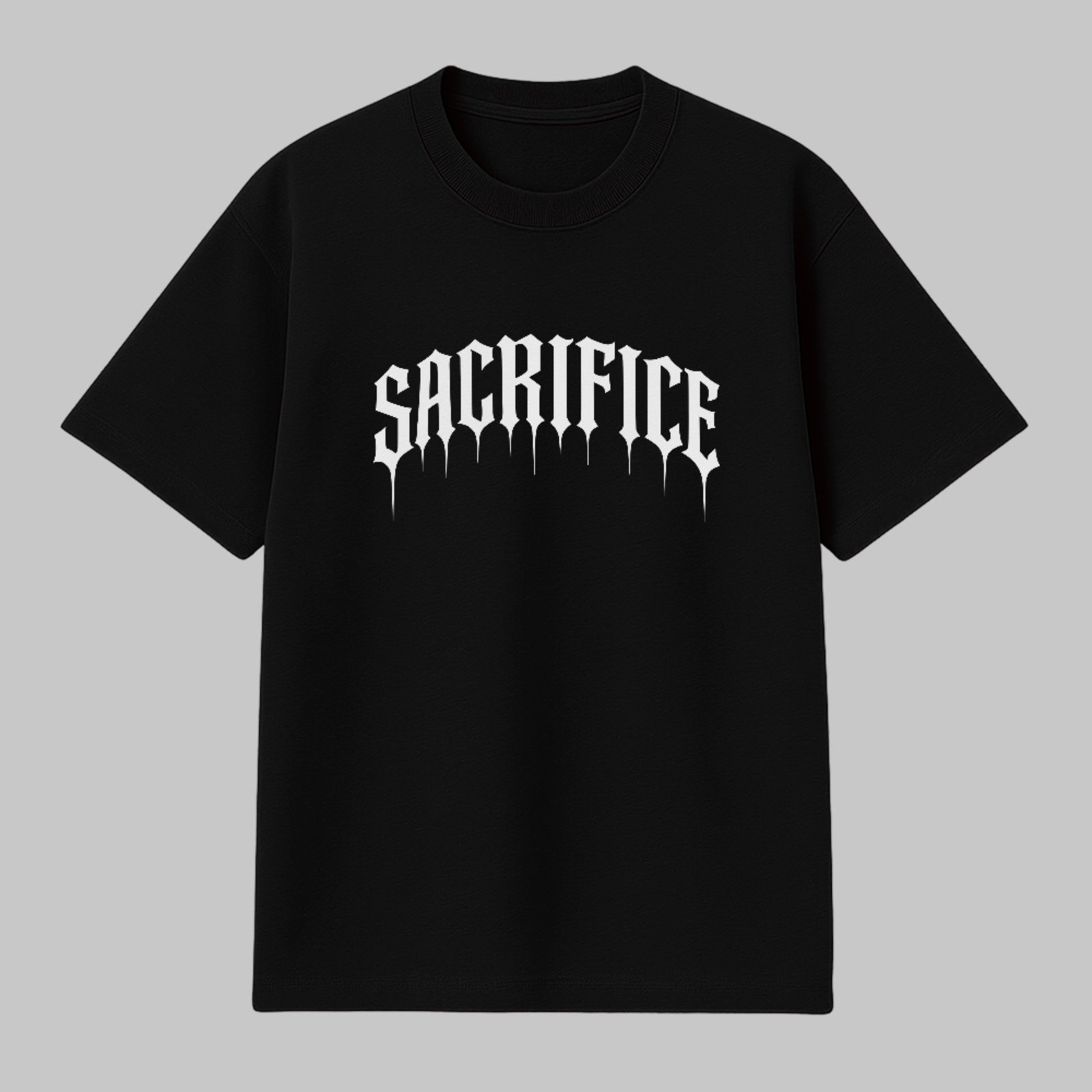 Camiseta Básica Sacrifice Gothic Lettering Streetwear Dark Preto